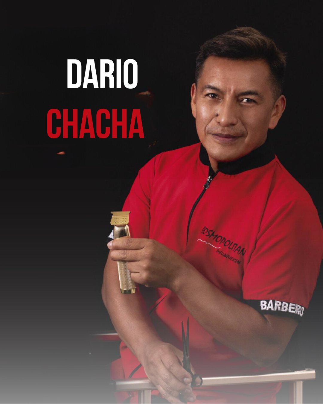 Dario Chacha con máquina de corte